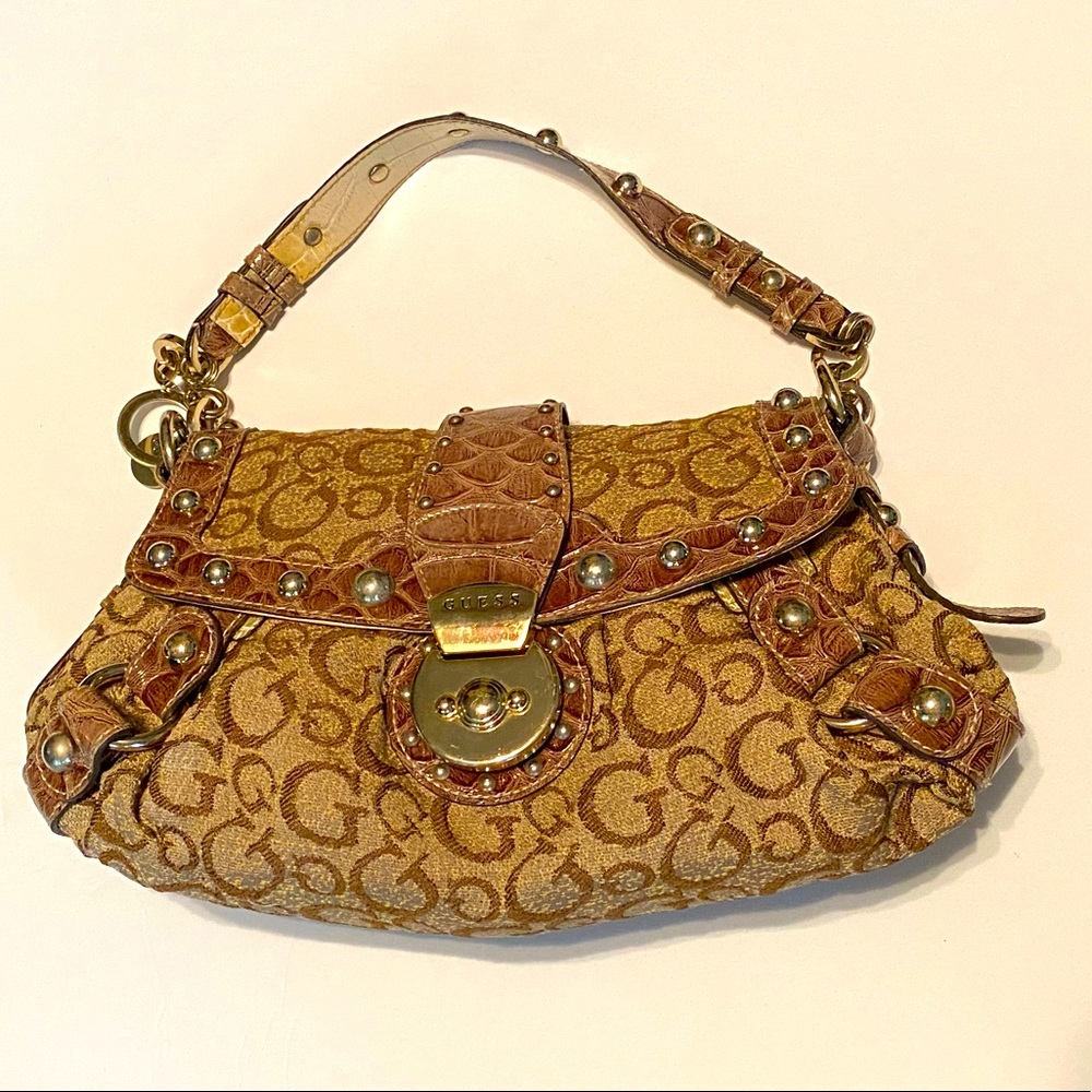 GUESS Handbag Brown with metal accents